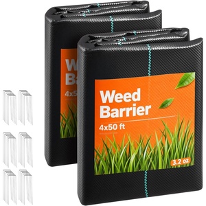 image:imageVEVOR 3x100FT 32oz Weed Barrier Fabric Heavy Duty Landscape Fabric Weed Blocker Fabric Garden Weed Mat Lawn Fabric Weed Control Fabric Driveway Fabric Ground Cover Woven Landscape Cloth Black4FT50FT2Packs32oz