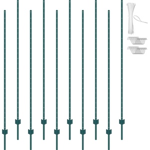 image:imageVEVOR 4 Feet UChannel Metal Fence Post 10 Pack with 20 Zip Ties amp 20 Clips Sturdy Steel Stakes for Garden Yard Lawn Farms and Outdoor Wire Fencing Green7 Feet 10 Pack