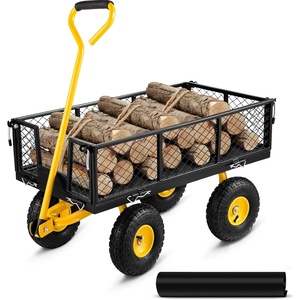 image:imageVEVOR 500 LBS Steel Garden Cart with Work Seat Heavy Duty Garden Wagon Cart on Wheels Outdoor Metal Utility Yard Wagon Gardening Stool with 10inch Flat Free Tires Tool Tray amp Adjustable HandleBlackyellow01