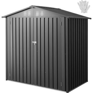image:imageVEVOR 6 x 4 FT Metal Garden Shed Outdoor Storage Shed with Lockable Doors amp 4 Louver Vents Peak Roof Metal Sheds Outdoors Storage Storaged Sheds Clearance for Backyard Garden Patio Bike Gray