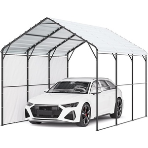 image:imageVEVOR 6x8x7 FT HeavyDuty Portable Outdoor Storage Shed Tent Waterproof Carport Garage Shelter with RollUp Zipper Door amp Vents UVResistant Canopy for Motorcycle Bike Lawn Mower Tools GrayWhite