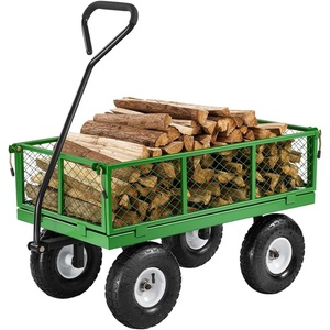 image:imageVEVOR 900 LBS Steel Garden Cart 2 in 1 Handle Heavy Duty Pullable Garden Wagon with 10 FlatFree Tires Outdoor Utility Yard Wagon Cart with Detachable Side Panels Attach to ATV or TractorBlackgreen