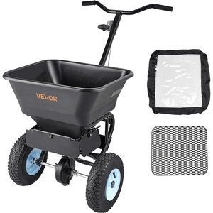 image:imageVEVOR Broadcast Spreader 100LBS Capacity WalkBehind Push Spreader 098ft Spreading Width 13 in All Terrain Pneumatic Tires Fertilizer Spreaders with Hopper Grate for Seed Salt Ice Melt