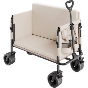 image:imageVEVOR Collapsible Folding Wagon with Wheels Wagons Carts Foldable with 225lbs Capacity Lightweight Portable Utility Wagon Cart for Grocery Shopping Sports Camping and GardenKhaki