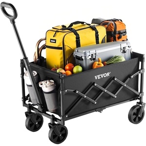 image:imageVEVOR Collapsible Folding Wagon with Wheels Wagons Carts Foldable with 225lbs Capacity Lightweight Portable Utility Wagon Cart for Grocery Shopping Sports Camping and GardenBlack