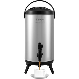 image:imageVEVOR Commercial Beverage Dispenser 2 Tanks 18 L  19 QT Per Tank Juice Dispenser 370W Stainless Steel Ice Tea Drink Machine with 45F54F Cooling Temperature for Cold Drink Restaurant Bar Party1 tanks x 92L