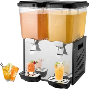 image:imageVEVOR Commercial Beverage Dispenser 2 Tanks 18 L  19 QT Per Tank Juice Dispenser 370W Stainless Steel Ice Tea Drink Machine with 45F54F Cooling Temperature for Cold Drink Restaurant Bar Party2 tanks x 18L