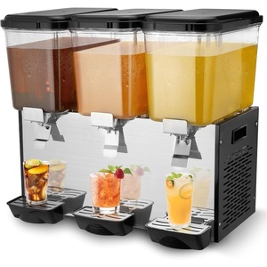 image:imageVEVOR Commercial Beverage Dispenser 2 Tanks 18 L  19 QT Per Tank Juice Dispenser 370W Stainless Steel Ice Tea Drink Machine with 45F54F Cooling Temperature for Cold Drink Restaurant Bar Party18L3
