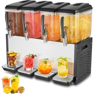 image:imageVEVOR Commercial Beverage Dispenser 3 Tanks 12 L  127 QT Per Tank Juice Dispenser 370W Stainless Steel Ice Tea Drink Machine with 45F54F Cooling Temperature for Cold Drink Restaurant Bar Party12L4
