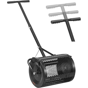 image:imageVEVOR Compost Spreader 165 Wide Peat Moss Spreader with T Shaped Handle 3 Heights Adjustable PowderCoated Steel Garden Peat Moss Roller Heavy Duty Grass Seed Roller for Planting Seeding BlackBlack