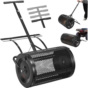 image:imageVEVOR Compost Spreader 24 Wide Peat Moss Spreader with PushTow Handle amp Brush 4 Heights Adjustable PowderCoated Steel Garden Peat Moss Roller Heavy Duty Grass Seed Roller for Planting Seeding