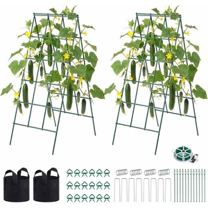 image:imageVEVOR Cucumber Trellis 35 x 55 Foldable AFrame Garden Trellises for Raised Bed 4 Panels Metal Rustproof Outdoor Climbing Plant Support with Gloves for Vine Peas Beans Tomato Flowers46 x 36