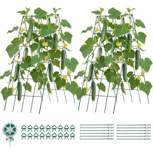 image:imageVEVOR Cucumber Trellis 35 x 55 Foldable AFrame Garden Trellises for Raised Bed 4 Panels Metal Rustproof Outdoor Climbing Plant Support with Gloves for Vine Peas Beans Tomato Flowers39 x 32