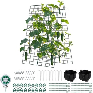 image:imageVEVOR Cucumber Trellis 35 x 55 Foldable AFrame Garden Trellises for Raised Bed 4 Panels Metal Rustproof Outdoor Climbing Plant Support with Gloves for Vine Peas Beans Tomato Flowers46 x 34