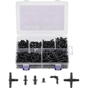 image:imageVEVOR Drip Irrigation Fittings Kit for 14 Tubing 300 Pcs Drip Irrigation System Parts Tees Straight Barb 4 Way Coupling Elbows End Plug Single Barbs Barbed Connectors for Yard Garden Lawn
