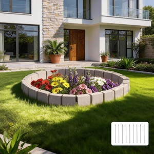 image:imageVEVOR Faux Stone Landscape Edging No Dig Garden Edging Border Flexible Blocks for Lawn Edging Flower Beds Driveway Yards with 12 Spikes 4 Pack 24 Bricks 16FT Kit 465 Lx 37 W x 22 H GreyBeige
