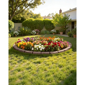 image:imageVEVOR Faux Stone Landscape Edging No Dig Garden Edging Border Flexible Blocks for Lawn Edging Flower Beds Driveway Yards with 12 Spikes 4 Pack 24 Bricks 16FT Kit 465 Lx 37 W x 22 H GreyBrown