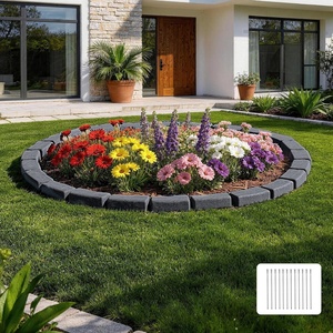 image:imageVEVOR Faux Stone Landscape Edging No Dig Garden Edging Border Flexible Blocks for Lawn Edging Flower Beds Driveway Yards with 12 Spikes 4 Pack 24 Bricks 16FT Kit 465 Lx 37 W x 22 H GreyCharcoal Black