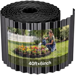 image:imageVEVOR Galvanized Steel Landscape Edging 40 ft x 12 in Metal Edging for Landscaping with Gloves EasytoInstall Bendable Metal Strips Heavy Duty Metal Garden Edge Border for Flower Bed Yard PathwayBlack