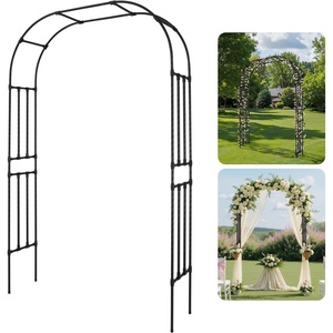 image:imageVEVOR Garden Arbor 945 H x 985 W x 158 D in Metal Archway Sturdy Outdoor Trellis Arch with Stakes Easy to Assemble Pergola Arbor for Plant Climbing Yard Lawn Wedding Party DecorationBlack