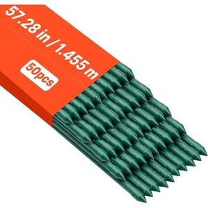 image:imageVEVOR Garden Stakes 10 Pack 937 inch Plastic Coated Metal Tomato Stakes Garden Sticks for Plants Support with Pointed End and NonSlip Bumps for Growing Climbing Plants Outdoor Vegetables15m11mm