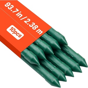 image:imageVEVOR Garden Stakes 10 Pack 937 inch Plastic Coated Metal Tomato Stakes Garden Sticks for Plants Support with Pointed End and NonSlip Bumps for Growing Climbing Plants Outdoor Vegetables24m20mm