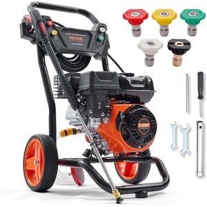 image:imageVEVOR Gas Pressure Washer 2900 PSI and 185 Max GPM Upgrade Aluminum Pump with Spray Gun and Wand 4 Nozzle Set Gas Powered Pressure Washer for Cars Fences Driveways Homes Patios Furniture3400 PSI