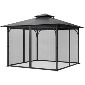 image:imageVEVOR Gazebo Netting Replacement Fit Most 10 x 10 x 65 FT Gazebo Curtain Outdoor Garden Net 4Panel Sidewall Mesh Net Patio Midge Netting with Double Zipper Canopy Screen Netting OnlyBlack