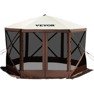 image:imageVEVOR Gazebo Screen Tent 12 x 12 ft 6 Sided Popup Camping Canopy Shelter Tent with Mesh Windows Portable Carry Bag Ground Stakes Large Shade Tents for Outdoor Camping Lawn and Backyard