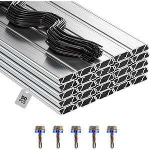 image:imageVEVOR Greenhouse Spring Wire and Lock Channel 50 Packs 656 ft PE Coated Aluminum Alloy Bundle Kit Plastic Poly Film or Shade Cloth Attachment wScrews Silver50 Packs12mm