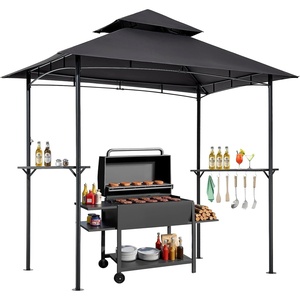 image:imageVEVOR Grill Gazebo 8 x 5 ft Outdoor BBQ Gazebo with DoubleTiered Roof PowderCoated Steel Patio Grill Shelter with 2 Side Shelves amp 8 Hooks Grilling Canopy for Patio Backyard Garden Picnic8 x 5 ft