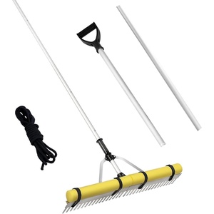 image:imageVEVOR Landscape Rake 36 inch Wide Head 102 inch Handle Large Heavy Duty Aluminum Landscaping Leaf Rake Tool Asphalt Level for Loosening Soil Garden amp Yard Pond Gravel amp Beach Lawn Care 52ft Rope10236 inch