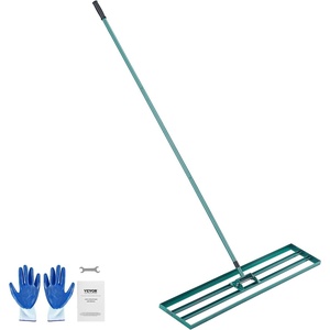 image:imageVEVOR Lawn Leveling Rake Lawn Leveler with 839 in Handle 36x10 in Ground Plate RustResistant Carbon Steel Soil Leveler 3 Heights Adjustable Effort Saving Lawn Leveling Tool for Yard Golf Court48x10