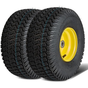 image:imageVEVOR Lawn Mower Tires with Rim 15x6006 Tubeless Lawn Tractor Tires 2Pack Tire and Wheel Assembly STurf Pneumatic Tires 3 Offset Hub 34 Bushing Size 16 PCS for Riding Mower Lawn TractorTubeless with Rim Offset Hub
