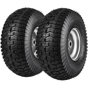 image:imageVEVOR Lawn Mower Tires with Rim 15x6006 Tubeless Lawn Tractor Tires 2Pack Tire and Wheel Assembly STurf Pneumatic Tires 3 Offset Hub 34 Bushing Size 16 PCS for Riding Mower Lawn TractorTube with Rim Centered Hub
