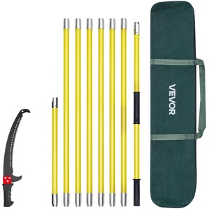 image:imageVEVOR Manual Pole Saw 3842625 ft Extendable Pole Tree Pruner Sharp 65Mn Steel Blade Lightweight Fiberglass Handle Pole DoubleHook Saw for High Branch Trimming Pruning Tool for Palms Shrubs