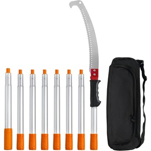 image:imageVEVOR Manual Pole Saw 38727 ft Extendable Pole Tree Pruner Sharp 65Mn Steel Blade Lightweight Fiberglass Handle Pole DoubleHook Saw for High Branch Trimming Pruning Tool for Palms ShrubsSteel Blad