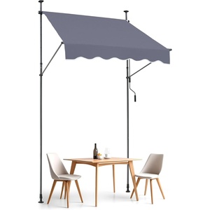 image:imageVEVOR Manual Retractable Awning 118 Outdoor Retractable Patio Awning Sunshade Shelter Height Adjustable Patio Door Window Canopy with Manual Crank Handle for Backyard Garden Balcony Dark GrayDark Gray