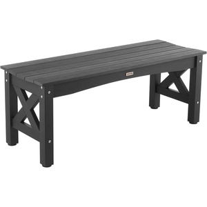 image:imageVEVOR Outdoor Bench 445 inch 600 lbs Weight Capacity Weatherproof Plastic Frame with Adjustable Level Footpads and Thick Leg Outside Bench for Patio Garden Park Yard Front Porch Black