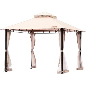 image:imageVEVOR Patio Gazebo for 1012 Person 10 x 13 FT Backyard Gazebo with Mosquito Netting Metal Frame and PU Coated 180G Polyester Outdoor Canopy Shelter for Patio Backyard Lawn Garden DeckBeigeBlack