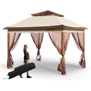 image:imageVEVOR Patio Gazebo for 1012 Person 10 x 13 FT Backyard Gazebo with Mosquito Netting Metal Frame and PU Coated 180G Polyester Outdoor Canopy Shelter for Patio Backyard Lawn Garden DeckBrown