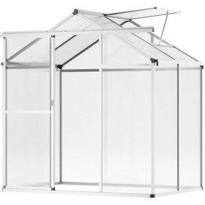 image:imageVEVOR Polycarbonate Greenhouse 6 x 4 Ft Outdoor Greenhouse with Adjustable Vent Windows Pavilion Styled Green House with Sliding Door Aluminum Large Walkin Greenhouses Kit for Garden Backyard