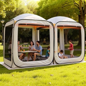 image:imageVEVOR Pop up Screen House Tent 12 x 6 ft 2 in 1 Screen Gazebo Portable Screened in Canopy with Carry Bag Netting Sides Ground Stakes for Garden Patio Backyard and Outdoor Activities BeigeBeige 2