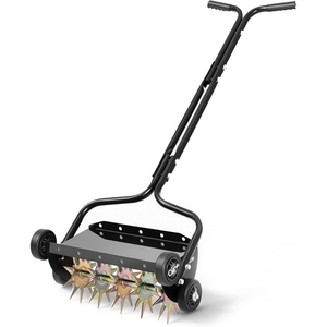image:imageVEVOR Rolling Lawn Aerator 15 in Manual Push Aerator Roller with 42 Spikes amp 60 in Long Handle Fillable Drum for Added Weight HeavyDuty Lawn Soil Penetrator for Garden Yard Compacted SoilsRolling Weighted Pro