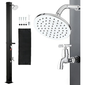 image:imageVEVOR Solar Shower 92 Gal 64FT Showerhead Height Outdoor Shower Black with Handheld amp Foot Faucet Hot amp Cold Water Adjustment Freestanding for Backyard Poolside Beach Pool