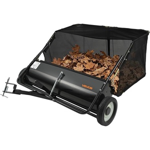 image:imageVEVOR Tow Behind Lawn Sweeper 48 in Pull Behind Yard Sweeper 26 cu ft Hopper Bag Capacity Leaf amp Grass Collector with Dumping Rope Adjustable Sweeping Height Garden Sweepers for Lawn Farm44 Inch