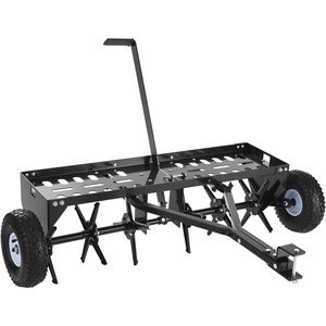image:imageVEVOR Tow Behind Plug Aerator 32 in Lawn Spike Aerator with Universal Hitch Heavy Duty amp RustResistant Pull Behind Spike Aerator Tool with Folded Edge Tray for Farmland amp Garden TractorsCore Aerator 40in