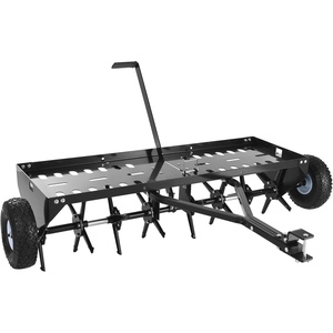 image:imageVEVOR Tow Behind Plug Aerator 32 in Lawn Spike Aerator with Universal Hitch Heavy Duty amp RustResistant Pull Behind Spike Aerator Tool with Folded Edge Tray for Farmland amp Garden TractorsCore Aerator 48in