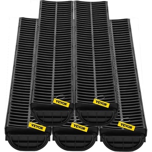 image:imageVEVOR Trench Drain System 5 Pack Channel Drain with Plastic Grate 57 x 31 in HDPE Drainage Trench Black Plastic Garage Floor Waterway 5 x 39 in with 5 End Caps for Garden Driveway5pack 5731in  plastic