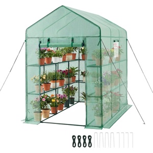 image:imageVEVOR Walkin Greenhouse 54 x 811 x 772 Greenhouse for Outdoors with Windows PE Cover 2 Tiers 14 Shelves RollUp Zipper Door Walk in Green House Portable Plant Garden Hot House for BackyardGreen
